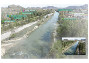 Plan der Salzach mit eingezeichneten Änderungen