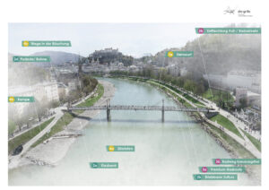 Plan der Salzach mit eingezeichneten Änderungen